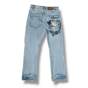 Y2K Akademiks Embroidered Crown Jeans Vintage 2000s Light Wash Denim Jeans 34x32